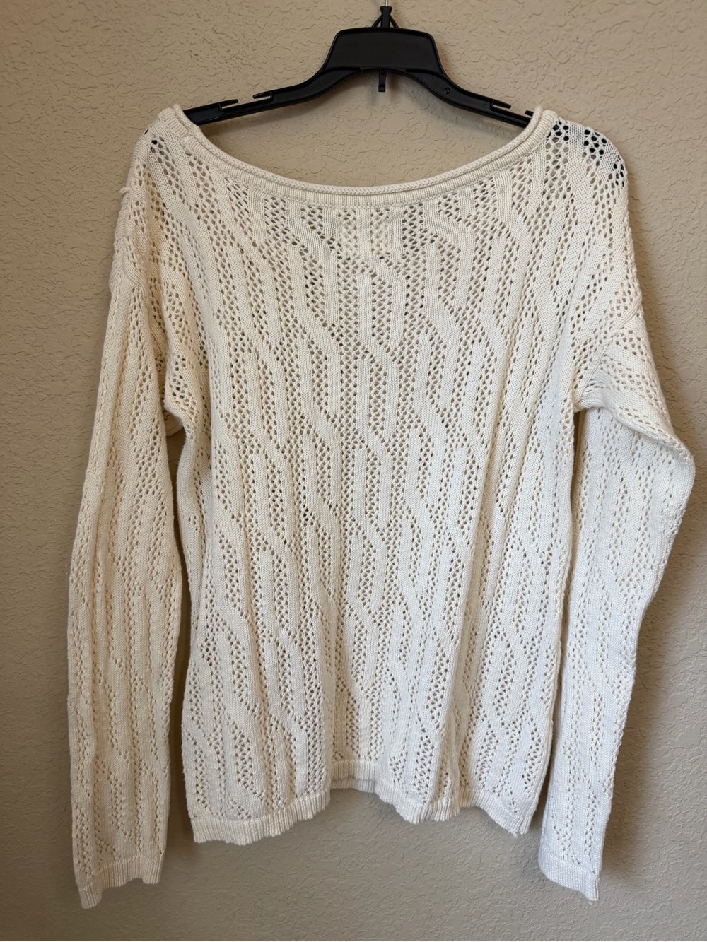Quiksilver Cream 100% Cotton Open-Knit Crew Sweater - Picture 5 of 7